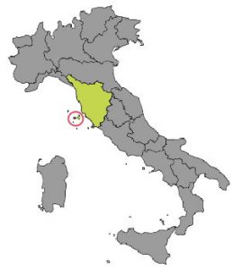 Cartina Italia con Isola d'Elba cerchiata